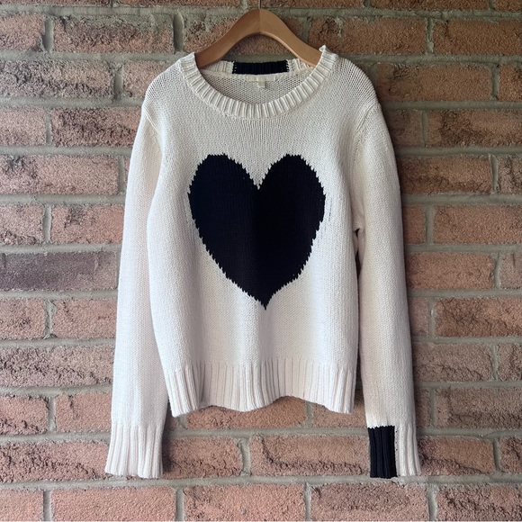 Lisa Todd Sweaters - LISA TODD | Cream & black statement heart spring summer designer sweater